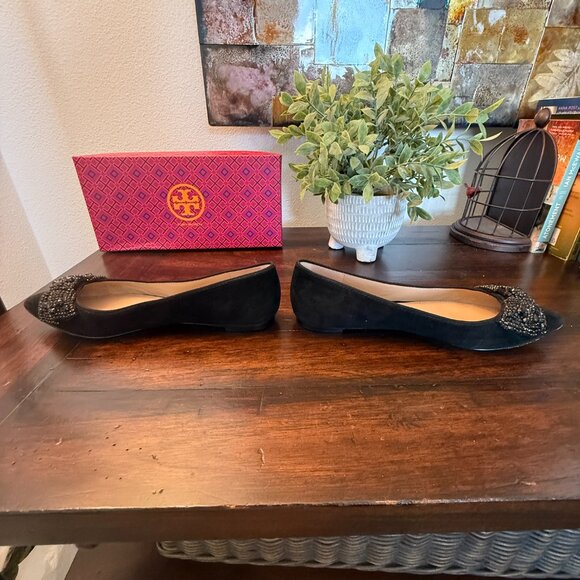 Tory Burch Black Suede Flats size 8.5 - Picture 3 of 10